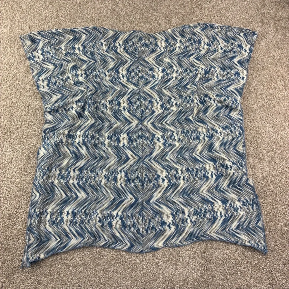 BECCA Swim Cover Up‎ Womens XS/S Blue Metallic Chevron Crochet Knit Drawstring
